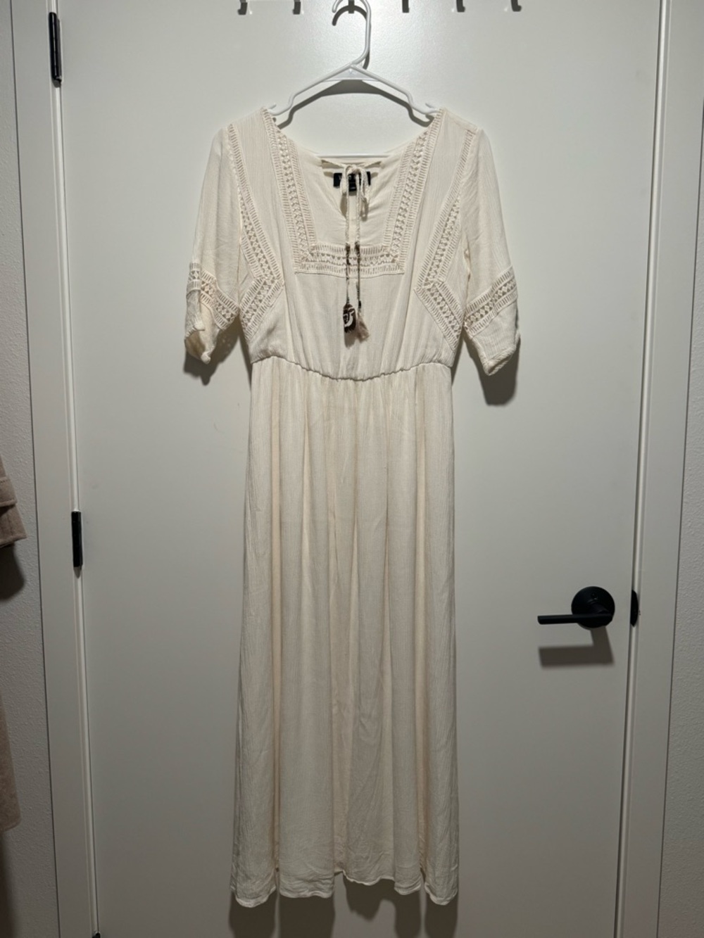 Vero Moda Cream Crochet Detail Maxi Dress
